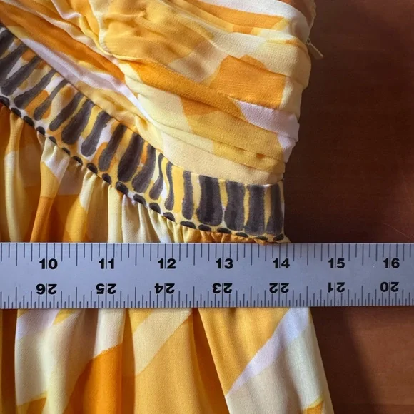 Jones New York Women’s Lined Straped Yellow Black White Chiffon Dress Size 8 - Picture 10 of 11